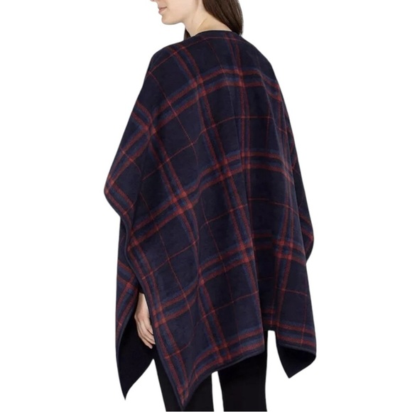 Ike Behar Plaid Women's Wrap(Navy/Red,One size) - Picture 3 of 7